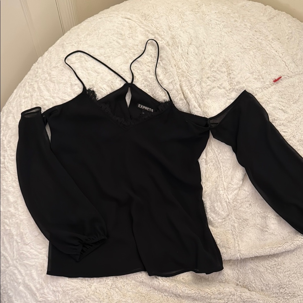 Express Black Cold Shoulder Top